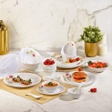Cello Opalware Dazzle Blue Margarita Dinner Set, 35Pcs, White