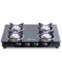 Lifelong Llgs30 Isi Certified Toughened Glass Top 4 Burner Manual Ignition Open Gas Stove With Doorstep Service (Black, 1 Year Warranty)