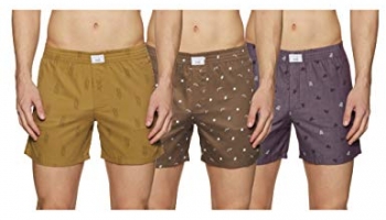 Diverse Men’S Cotton Boxer Shorts (Pack Of 3) (Dcmbs01Sc14L34-269_Multicolor_Small_Grey, Brown, Mustard_S)