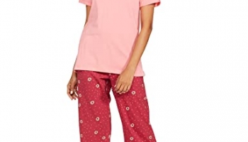 Sugr Women’S By Unlimited Anti Microbial Finish & Machine Wash Wine Graphic Printed Top All-Over-Print Pyjama Set Regular Night Shirt (Suinwns20045R07_Purple’ _S)