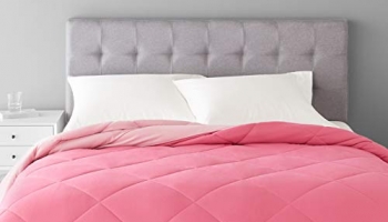 Amazonbasics Polyester Reversible Comforter – (Pink, Full Size)