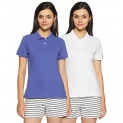 Amazon Brand – Symbol Women’S Plain Regular Fit Polo (Pack Of 2) (Polo-Po2-Combo3-Cobalt Blue & White-Xl)