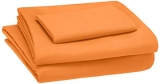 Amazonbasics Kid’S Sheet Set – Soft, Easy-Wash Microfiber Solid – Single, Bright Orange – With Pillow Cover