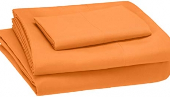 Amazonbasics Kid’S Sheet Set – Soft, Easy-Wash Microfiber Solid – Single, Bright Orange – With Pillow Cover