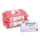 Johnson’S Baby Skincare Wipes With Lid, 144’S +Johnson’S Baby Soap 150G (3+1)