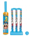 Zitto Looney Tunes Mini Cricket Set With 1 Plastic Bat And Ball, 3 Wickets, Base And Bail, Multicolour