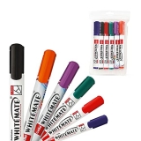 Cello Whitemate Vivid Whiteboard Markers | Set Of 6 | Assorted Ink Colours | Whiteboard Marker With Easily Erasable Ink | Refillable Whiteboard Markers | Cello Markers
