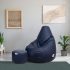 Amazon Brand – Solimo Leatherette 2Xl Bean Bag With Footrest, Ready To Use, Filled With Beans (Black With Pink Piping)