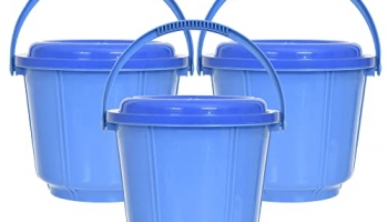 Kuber Industries Small Multiuses Plastic Kitchen & Pantry Storage Container/Bucket With Handle & Lid, 5 Ltr.- Pack Of 3 (Blue)-47Km01233