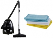 Amazonbasics Vacuum Cleaner With Power Suction, Low Sound, High Energy Efficiency And 2 Years Warran & Cw190423D_Eu Microfiber Cleaning Cloth – 222 Gsm (Pack Of 6), Multicolor Combo