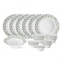 Larah By Borosil Sage Silk Series Opalware Dinner Set, 19 Pieces, White