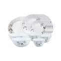 Larah By Borosil Millenia Opalware Dinner Set, 21 Pieces, White