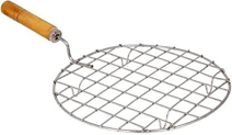Svdk Stainless Steel Wire Roster Barbecue Grill Roti, Papad, Chapati, Toast, Paneer Tandoor Wooden Handle (Silver)