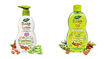 Dabur Baby Lotion: Daily Moisturising Lotion Enriched With Baby Loving Ayurvedic Herbs- 500Ml & Dabur Baby Oil: Nourishing Baby Massage Oil Enriched With Baby Loving Ayurvedic Herbs- 200Ml