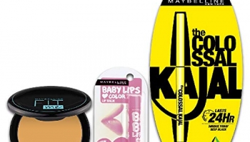 Maybelline New York Colossal Kajal & Baby Lips, Lip Balm, Translucent Finish – Pink Lolita & Fit Me Compact Combo, 12.35G