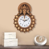 Webelkart Plastic Designer Stones Lord Ganesha Wall Clock (Copper, 12 Inch)