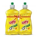 Giffy Lemon & Active Salt Concentrated Dish Wash Gel, 500Ml (Pack Of 2), Yellow