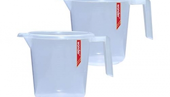 Wonder Measure Transparent Plastic Bathroom Mug With Measurement, 1100 Ml, Set Of 2, Multicolor
