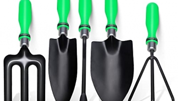 Buildskill Gts010 Gardening/Planting Hand Tool Kit, Rust Free Trowel, Transplanter, Weeder, Hand Rake & Cultivator, Heavy Duty Gardening Tool Kit For Home Gardening (Green) (Pack Of 5)