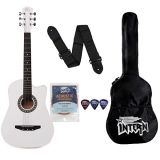 Intern 38C Acoustic Steel-String Guitar Premium White Cutaway Design With Carry Bag, Strings, Guitar Strap And Plectrums (Int-38C-Wh)