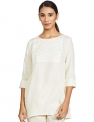 Tasmayi Women’S Synthetic Straight Kurta (Tms-01_Off White_Xx-Large)
