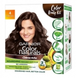 Garnier Color Naturals Crème Hair Color, Shade 4 Brown, 70Ml + 60G + Coloring Tools, 130 Ml