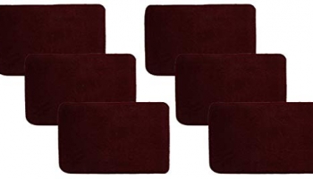 Kuber Industries Microfiber Anti Slip 6 Pieces Door Mat 22″X14″(Maroon) (Ctktc046217)