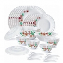 Larah By Borosil Ayana Silk Series Opalware Dinner Set, 35 Pieces, White
