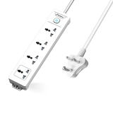 Fatcherry Extension Board Heavy Duty 6A Four-Way 2500W Extension Board And Wire (White) -3 Metre