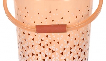 Kuber Industries Multiuses Tinted Print Plastic Bucket With Handle, 24 Litre (Brown)-46Km0347, Standard