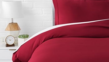 Amazon Basics Polyester Microfiber Duvet Cover Set With Pillow Cover – Single, 2-Piece (66X90-Inch, Burgundy)