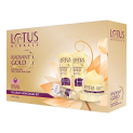 Lotus Herbals Radiant Gold Facial Kit For Instant Glow With 24K Pure Gold & Papaya,4 Easy Steps, 170G (Multiple Use)