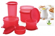 Joyo Fresherware 6 Pcs Set (110 Ml X 1, 175 Ml X 1, 250 Ml X 1, 450 Ml X 1, 600 Ml X 1, 460 Ml X 1) With Box – Red
