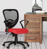 Da Urban® Carex Mid-Back Revolving Mesh Ergonomic Chair For Home & Office With Tilt Lock Mechanism, Armrest & High Comfort Seating (Red)