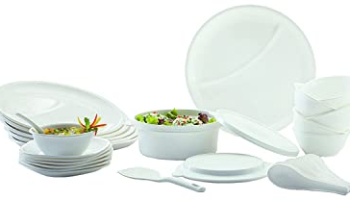 Signoraware Special Dinner Set, 28 Pieces, White, Plastic
