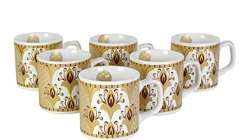 Farkraft Indian Ceramic Fine Bone Ash Free Handcrafted Multicolor Design Tea Cup – 6 Pcs, 150 Ml