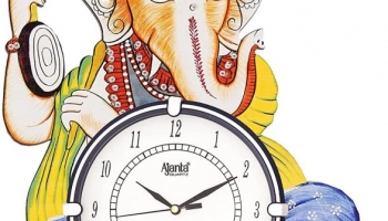 Ajanta Analog 45.72 Cm X 33.02 Cm Wall Clock(Blue, Green, White, With Glass, Standard)