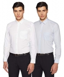 Amazon Brand – Symbol Men’S Solid Regular Fit Full Sleeve Cotton Formal Shirt (Combo Pack Of 2) (Ss18-Smfs-228_White & Sky_42)