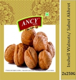 Ancy Inshell Fresh Paper Walnuts, Premium Quality Dry Fruits, Jumbo Size 500G (2X250G)