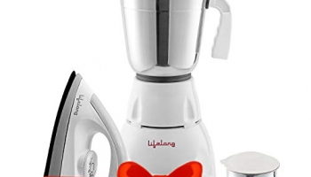 Lifelong Power – Pro 500 Watt 3 Jar Mixer Grinder With 3 Speed Control And 1100 Watt Dry Non-Stick Soleplate Iron Super Combo (White And Grey, 1 Year Warranty)