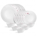 Cello Opalware Dazzle Lush Fiesta Dinner Set, 18Pcs, White