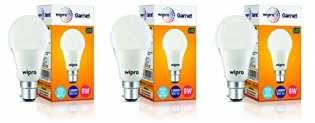 Wipro Garnet Base B22 9-Watt Led Bulb (Cool Day Light) – Pack Of 3