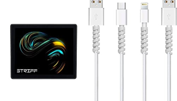 Striff Mpad Mouse Mat 230X190X3Mm Gaming Mouse Pad, Non-Slip Rubber Base & 12 Pieces Highly Flexible Silicone Micro Usb Protector, Mouse Cable Protector, Suit For All Cell Phones(White)