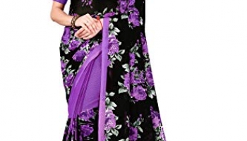 Payal Purple Georgette Floral Printed Daily Wear Saree With Un-Stitched Blouse Piece For Women, Standard