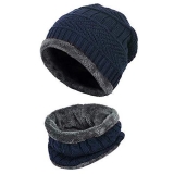 Anwaliya Herse Series Unisex Winter Woolen Beanie Cap With Neck Scarf (Color May Vary, Free Size)