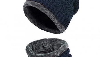 Anwaliya Herse Series Unisex Winter Woolen Beanie Cap With Neck Scarf (Color May Vary, Free Size)