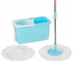 Presto! Spin Mop, Rectangular Bucket With Plastic Basket And In-Built Wheels, 2 Refills