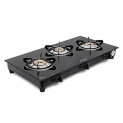 Fogger Automatic Ignition Smart Glass Top 3 Brass Burner Lpg Gas Stove