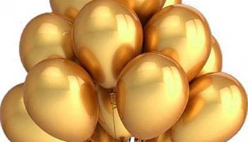 Yns Crafts Stock™ Products Metallic Hd Balloons, Birthday / Anniversary Balloons, Golden, Silver, White (Pack Of 50)
