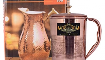 Crockery Wala And Company 2100 Ml Pure Copper Jug Embossed